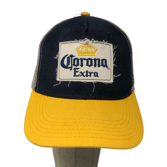 Corona Extra Snapback Mesh Back Hat Black Yellow Adjustable Embroidered Logo - Picture 1 of 12
